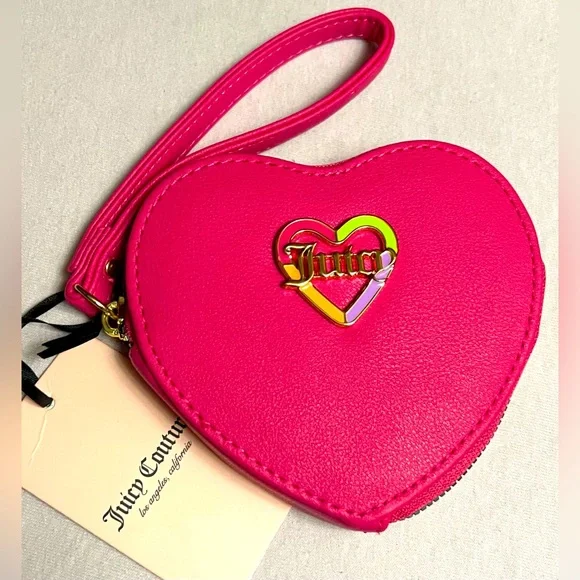 Juicy Couture Pink Flash Love Mode Heart Zip Around Wristlet - Picture 2 of 3